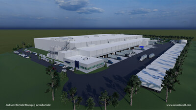 Arcadia Cold's Jacksonville Cold Storage facility rendering. Arcadia Cold's Jacksonville Cold Storage facility rendering.